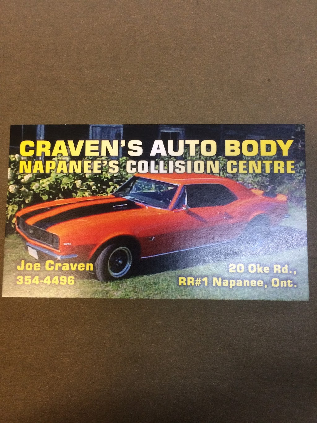 Cravens Auto Body Repair | 20 Oke Rd, Napanee, ON K7R 3K6, Canada | Phone: (613) 354-4496