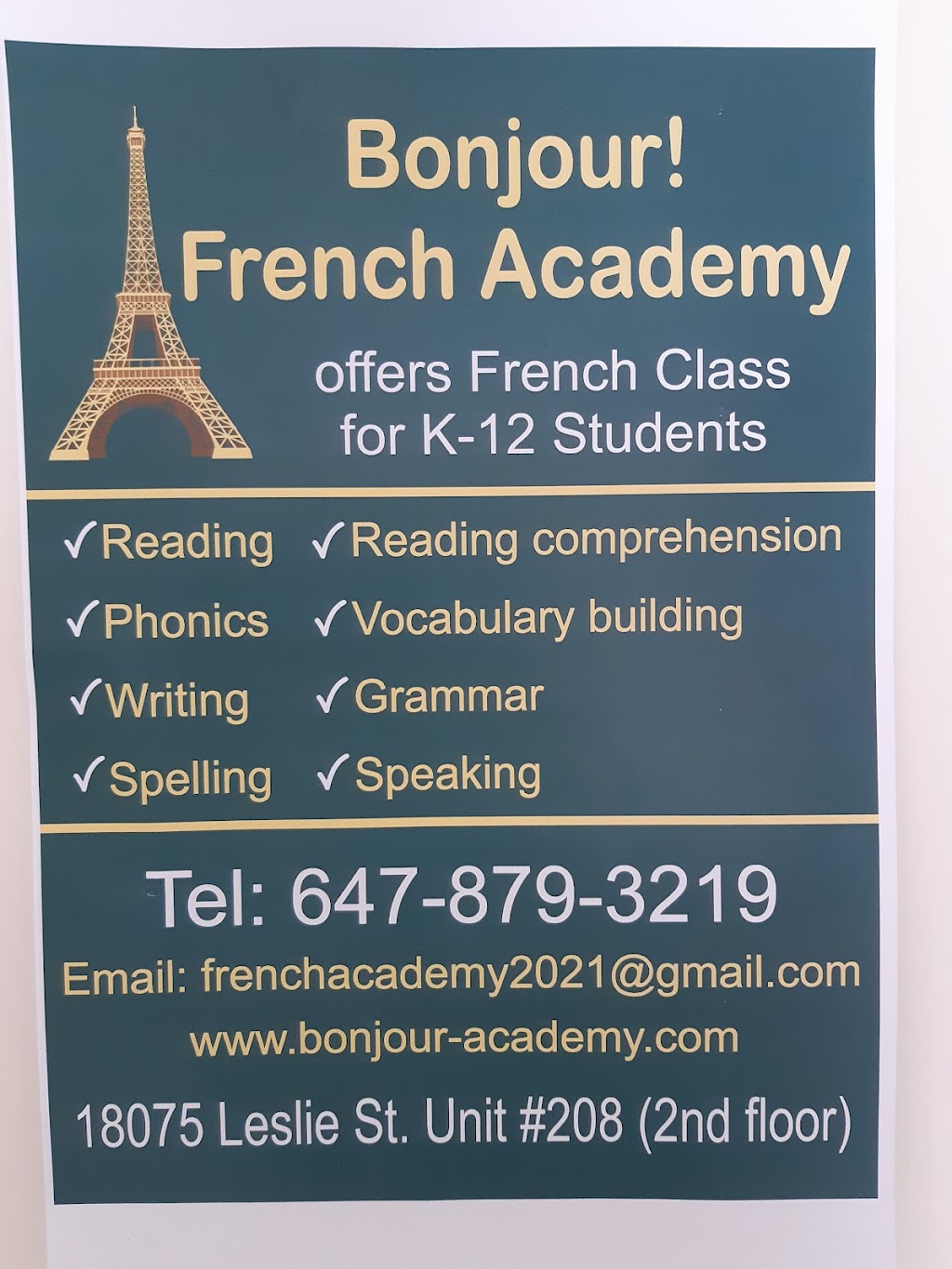 Bonjour! French Academy Inc. | 18075 Leslie St, Newmarket, ON L3Y 8Z9, Canada | Phone: (647) 879-3219