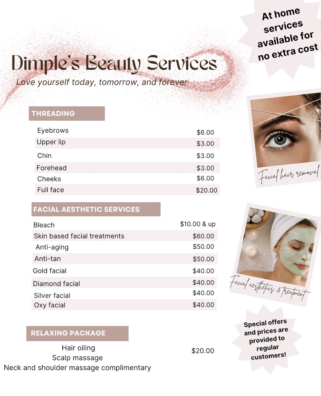 Dimple’s Beauty Services | Ingersoll St N, Ingersoll, ON N5C 0B9, Canada | Phone: (705) 770-1254