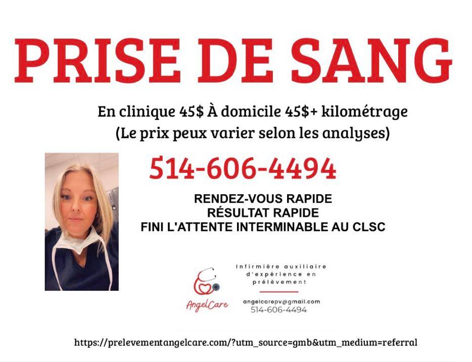 Prélèvement Angel care | 3662 Boul Henri-Bourassa E, Montréal-Nord, QC H1H 1J6, Canada | Phone: (514) 606-4494