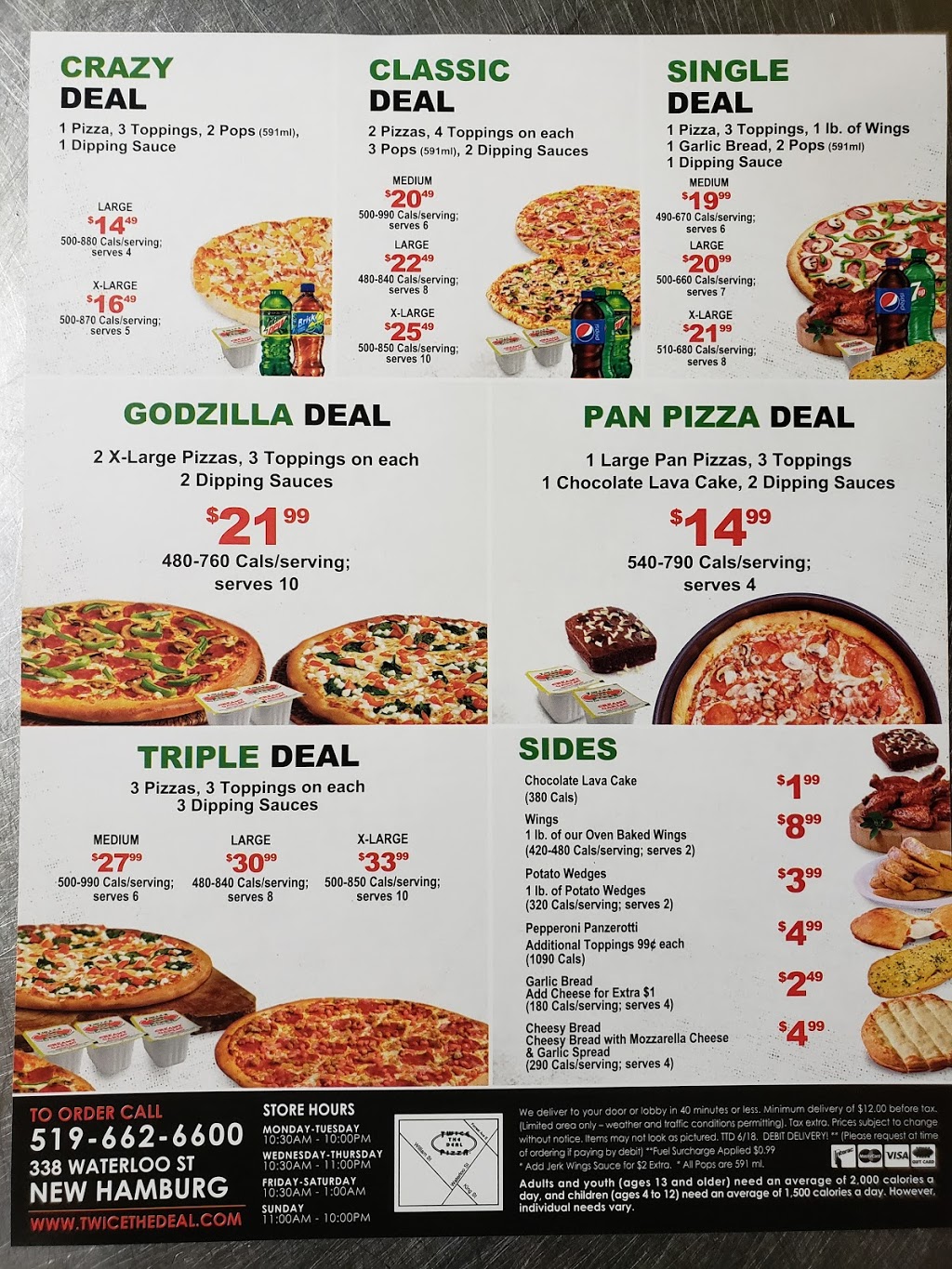 Twice The Deal Pizza | 338 Waterloo St, New Hamburg, ON N3A 1S6, Canada | Phone: (519) 662-6600