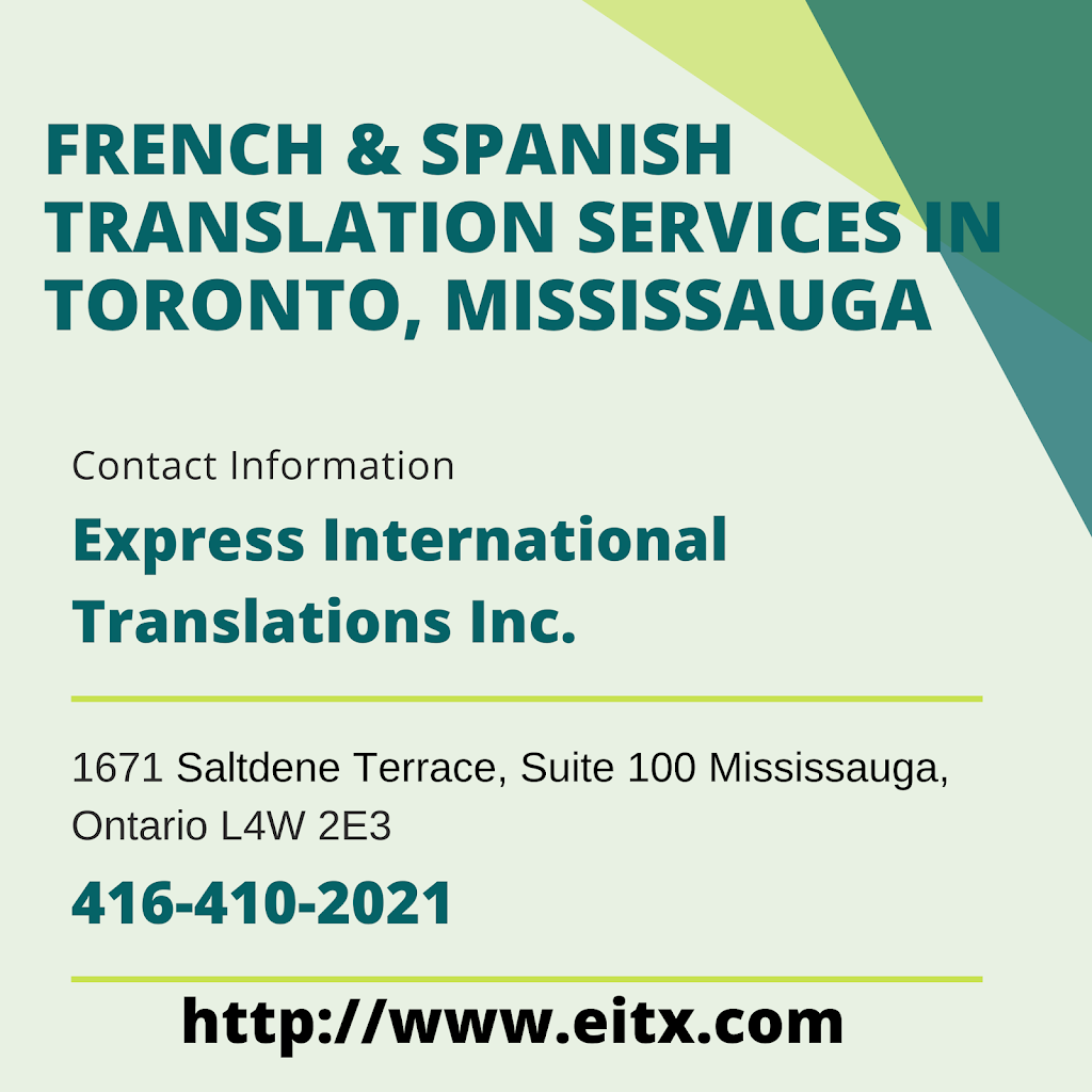 Express International Translations Inc. | 1671 Saltdene Terrace, Mississauga, ON L4W 2E3, Canada | Phone: (416) 410-2021