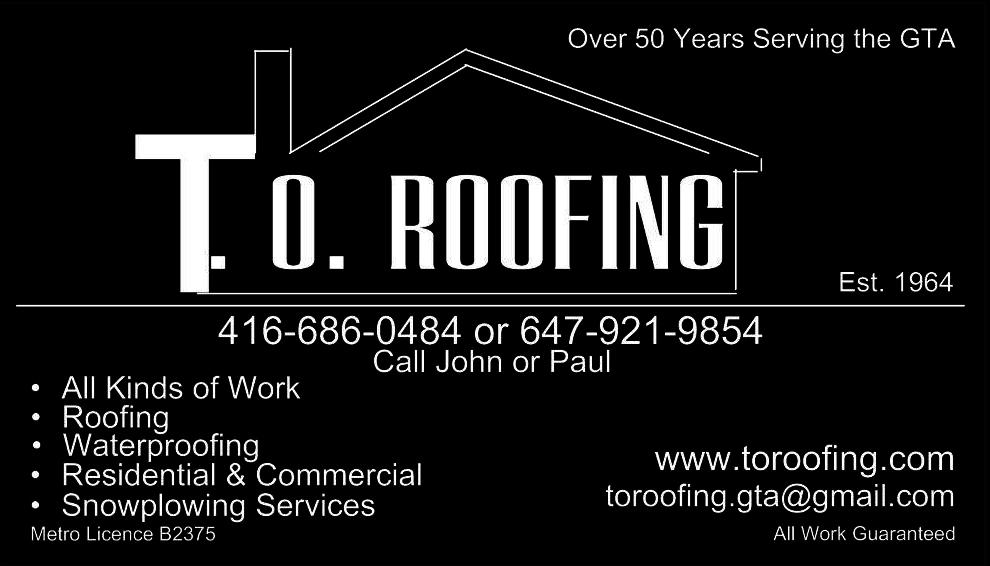 T.O. Roofing & Snowplowing | 86 Byng Ave, Scarborough, ON M1L 3N7, Canada | Phone: (647) 921-9854