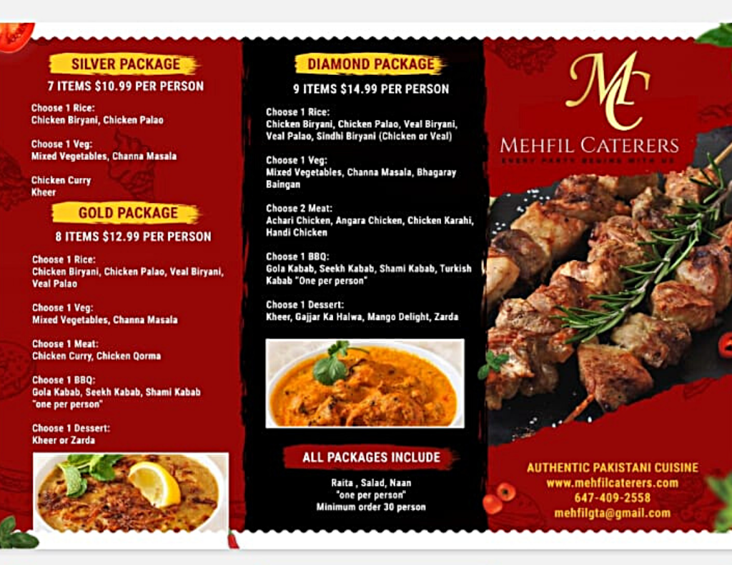 Mehfil Caterers | 6541 Derry Rd, Milton, ON L9T 0T7, Canada | Phone: (647) 409-2558