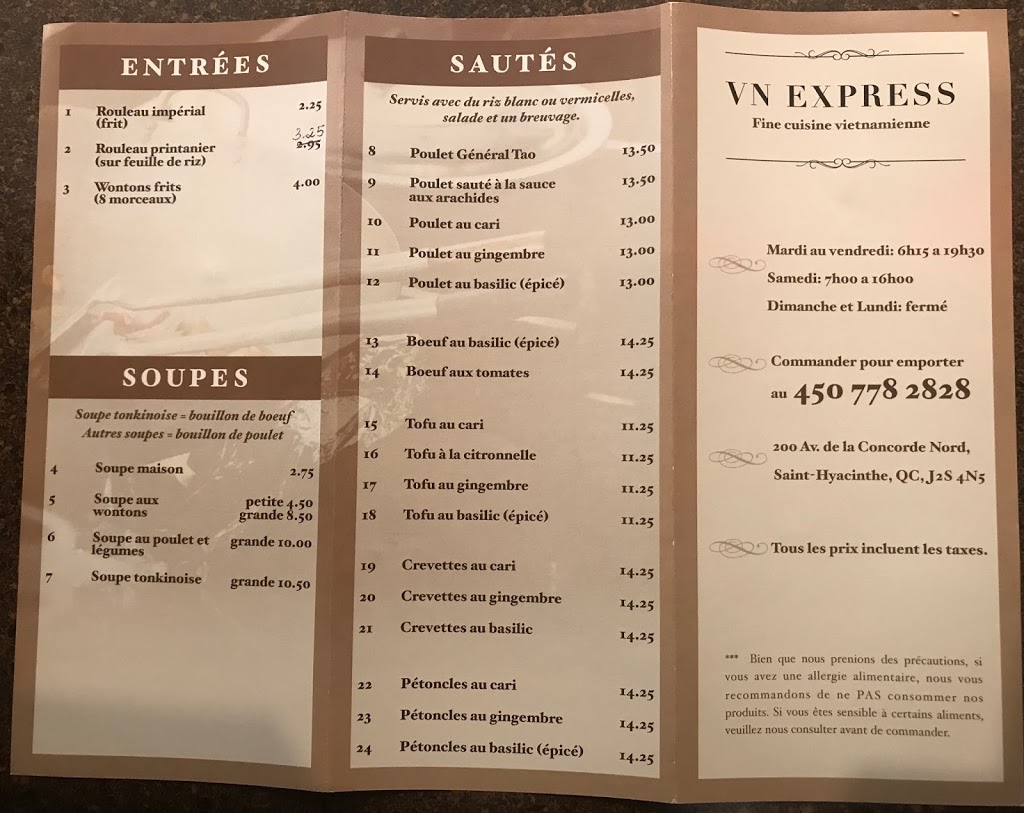 Restaurant vietnam V.N. Express | 200 Avenue de la Concorde N, Saint-Hyacinthe, QC J2S 4N5, Canada | Phone: (450) 778-2828