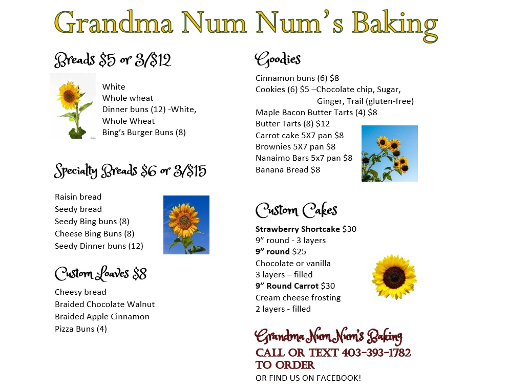Grandma Num Nums Baking | 211 25 St, Fort Macleod, AB T0L 0Z0, Canada | Phone: (403) 393-1782