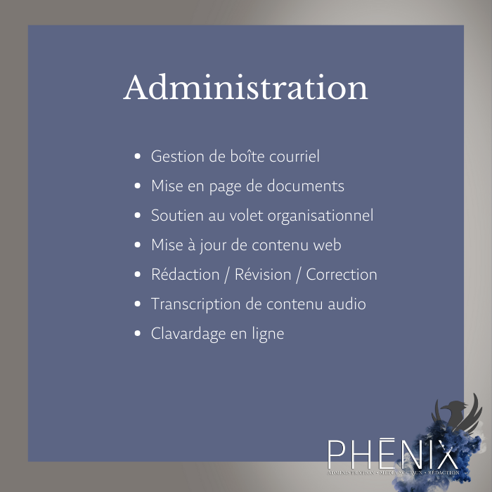 Phénix - Administration, médias sociaux & rédaction | 692 Rue de lÉpilobe, Québec, QC G3G 3C6, Canada | Phone: (581) 999-7695