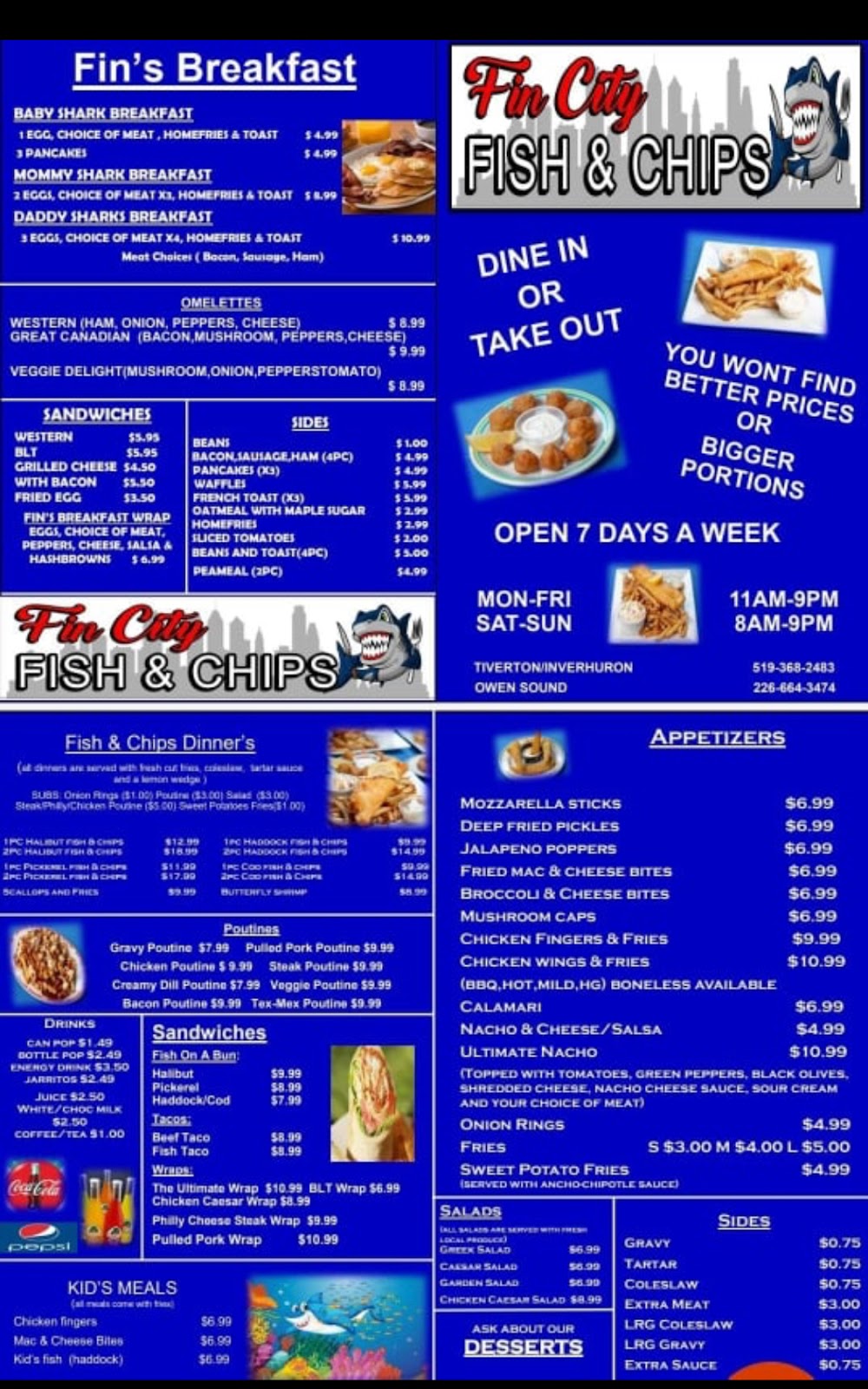 Fin City Fish & Chips | 1405 2nd Ave W, Owen Sound, ON N4K 6Z9, Canada | Phone: (226) 664-3474