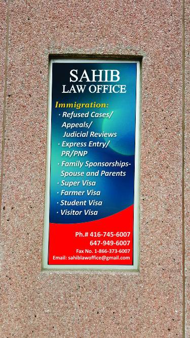 Sahib Law Office | 101 Westmore Dr Unit 105, Etobicoke, ON M9V 3Y6, Canada | Phone: (416) 745-6007