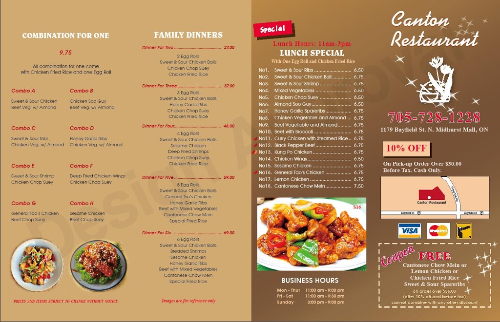 Canton Restaurant | 1179 Bayfield St, Midhurst, ON L0L 1X1, Canada | Phone: (705) 728-1228