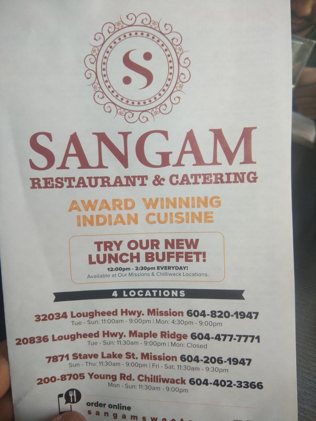 Sangam Indian Restaurant Chilliwack | 8705 Young Rd #200, Chilliwack, BC V2P 4P3, Canada | Phone: (604) 402-3366