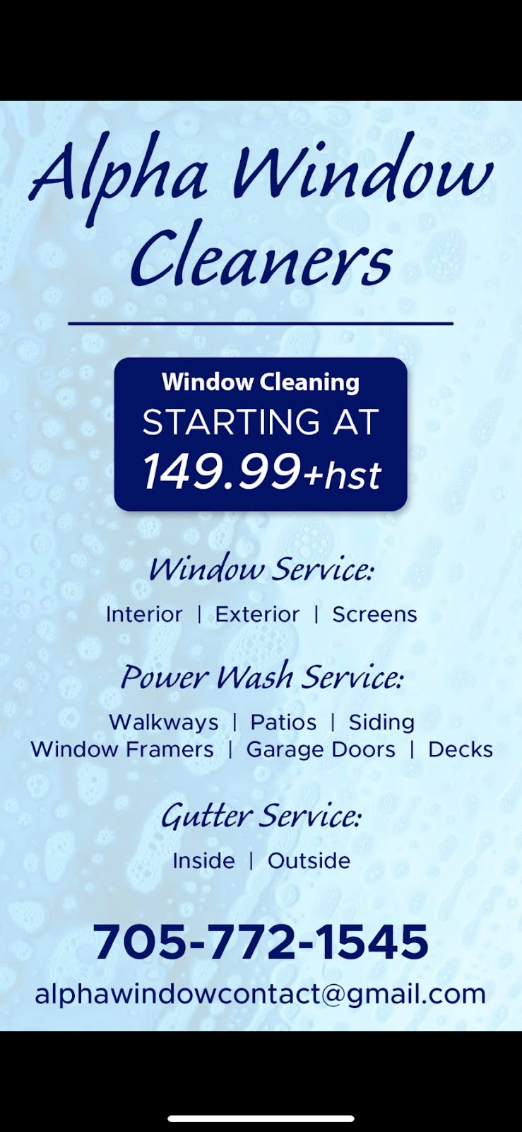 Alpha Window Cleaners | 1471 Nassau Rd, Peterborough, ON K9J 6Y1, Canada | Phone: (705) 772-1545