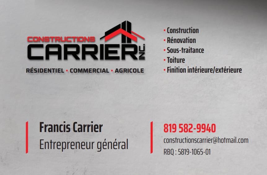 Constructions Carrier inc | 2222 12e Rue, Saint-Prosper, QC G0M 1Y0, Canada | Phone: (819) 582-9940