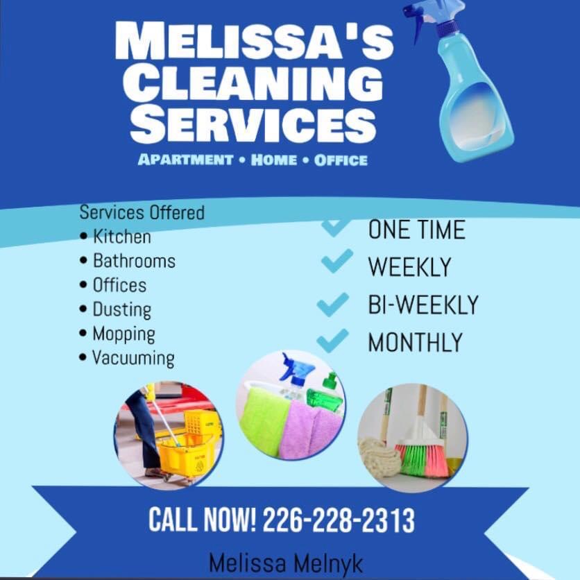 Melissas Cleaning Service | 10 Oriole Crescent, Woodstock, ON N4T 1T1, Canada | Phone: (226) 228-2313