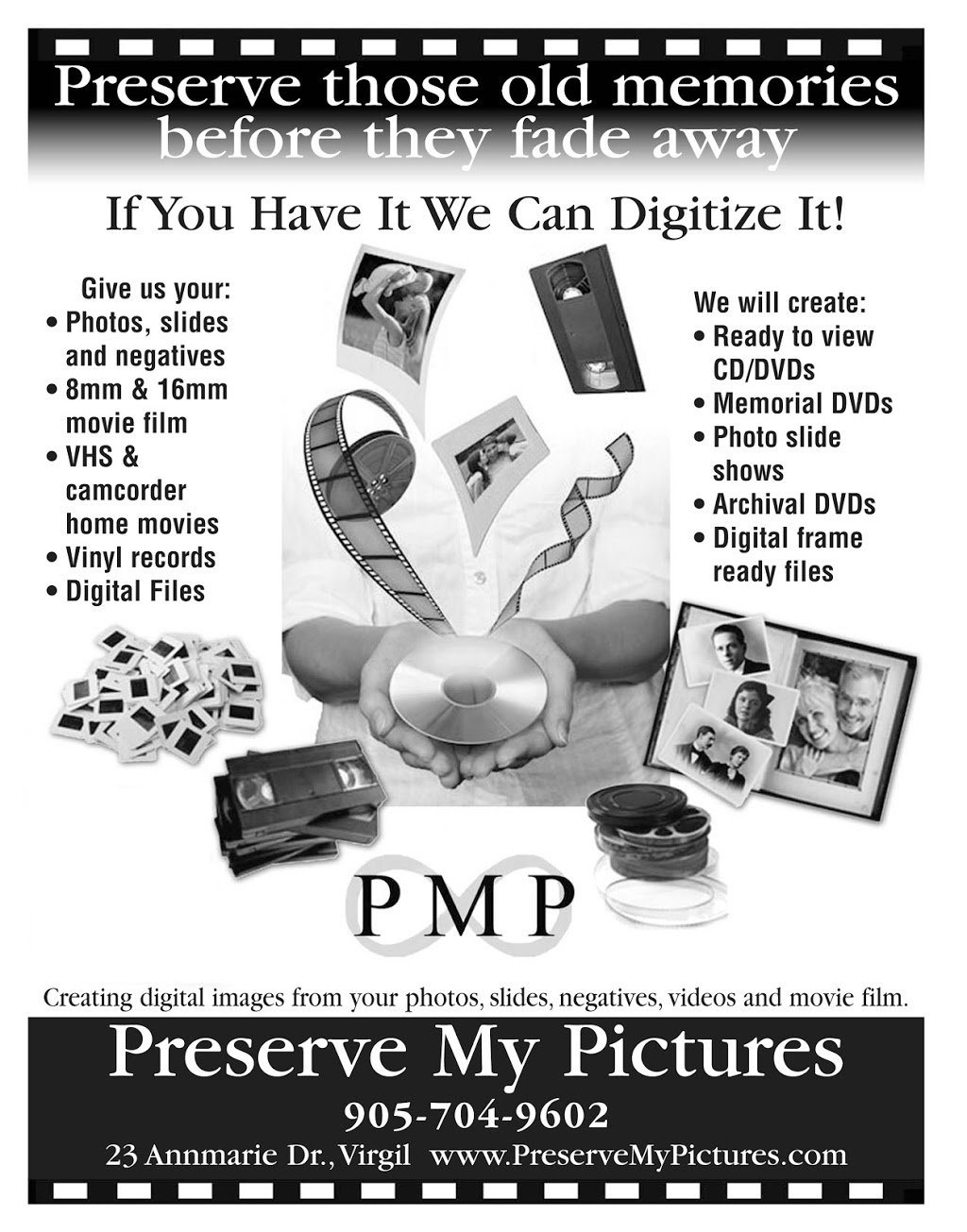 Preserve My Pictures | 23 Annmarie Dr, Virgil, ON L0S 1T0, Canada | Phone: (905) 704-9602