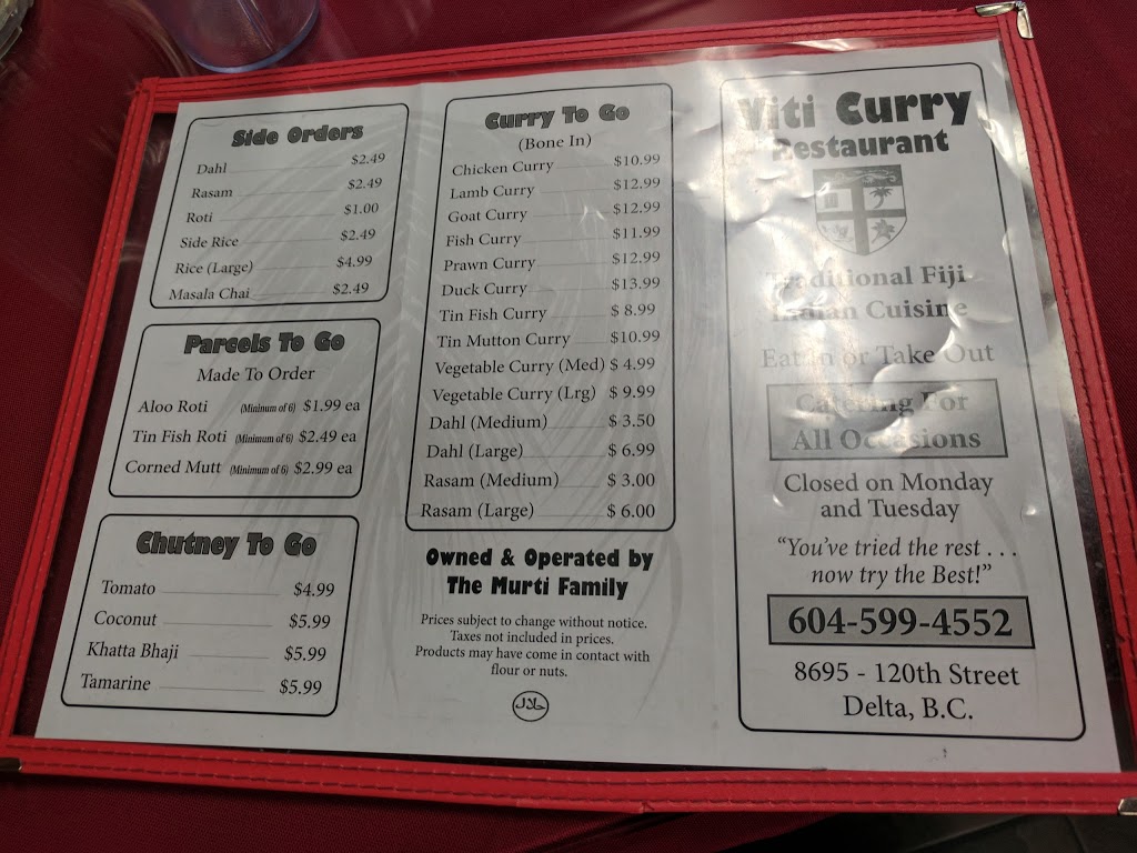 Viti Curry Fijian Cuisine | 8697 120 St, Delta, BC V4C 6R4, Canada | Phone: (604) 599-4552