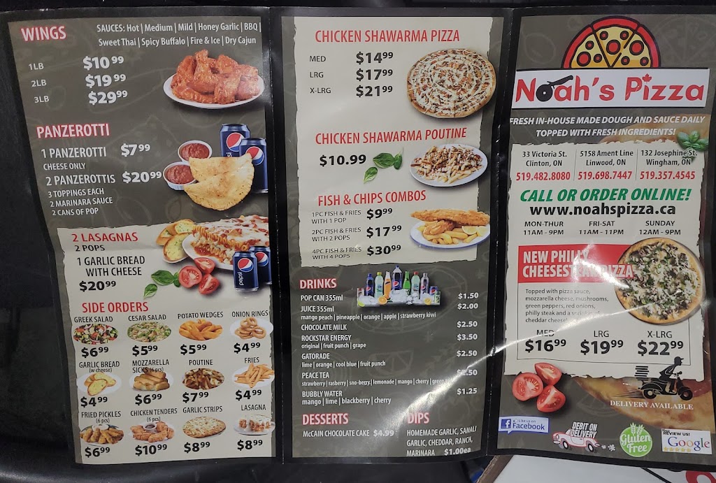 Noahs pizza | 132 Josephine St, Wingham, ON N0G 2W0, Canada | Phone: (519) 357-4545