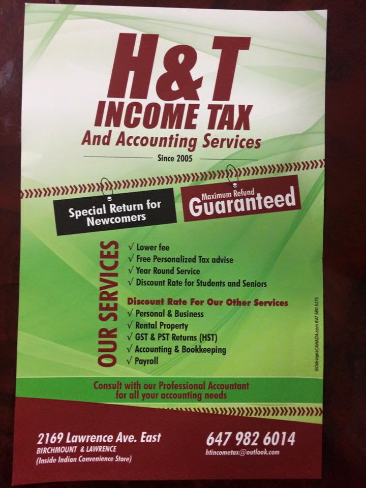 H & T Income Tax | 1071 Midland Ave, Scarborough, ON M1K 4G7, Canada | Phone: (647) 982-6014