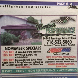 Martins Performance & Services Brn | 14443 Jennings Rd, Collins, NY 14034, USA | Phone: (716) 532-5860