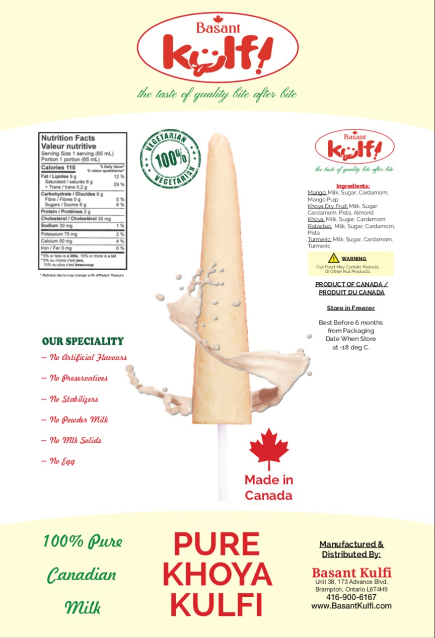 Basant KULFI | 173 Advance Blvd Unit#38, Brampton, ON L6T 4Z7, Canada | Phone: (416) 900-6167