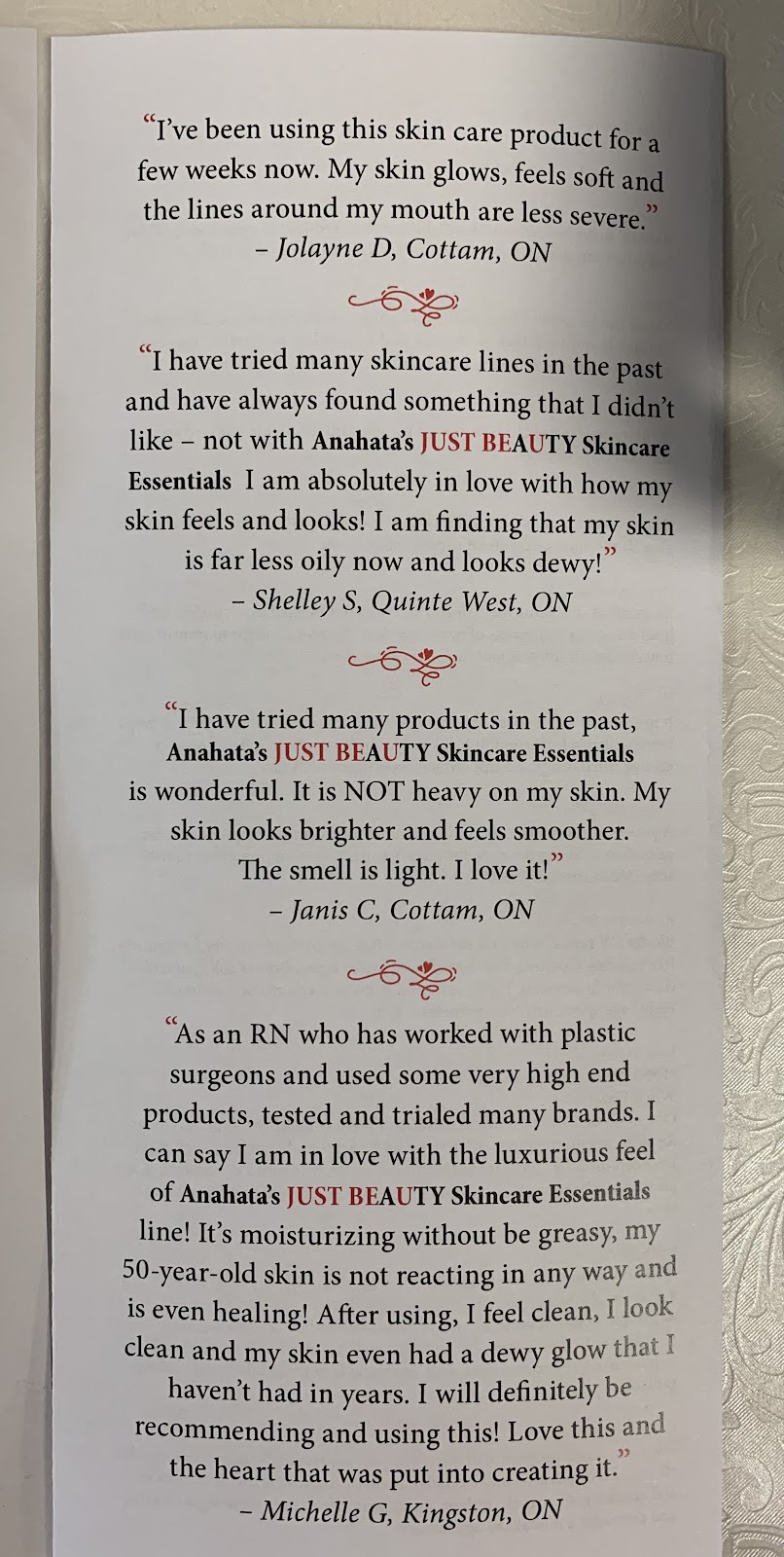 Anahata’s Just Beauty Skincare Essentials | 101 McMaster Rd, Trenton, ON K8V 5P7, Canada | Phone: (613) 929-6199