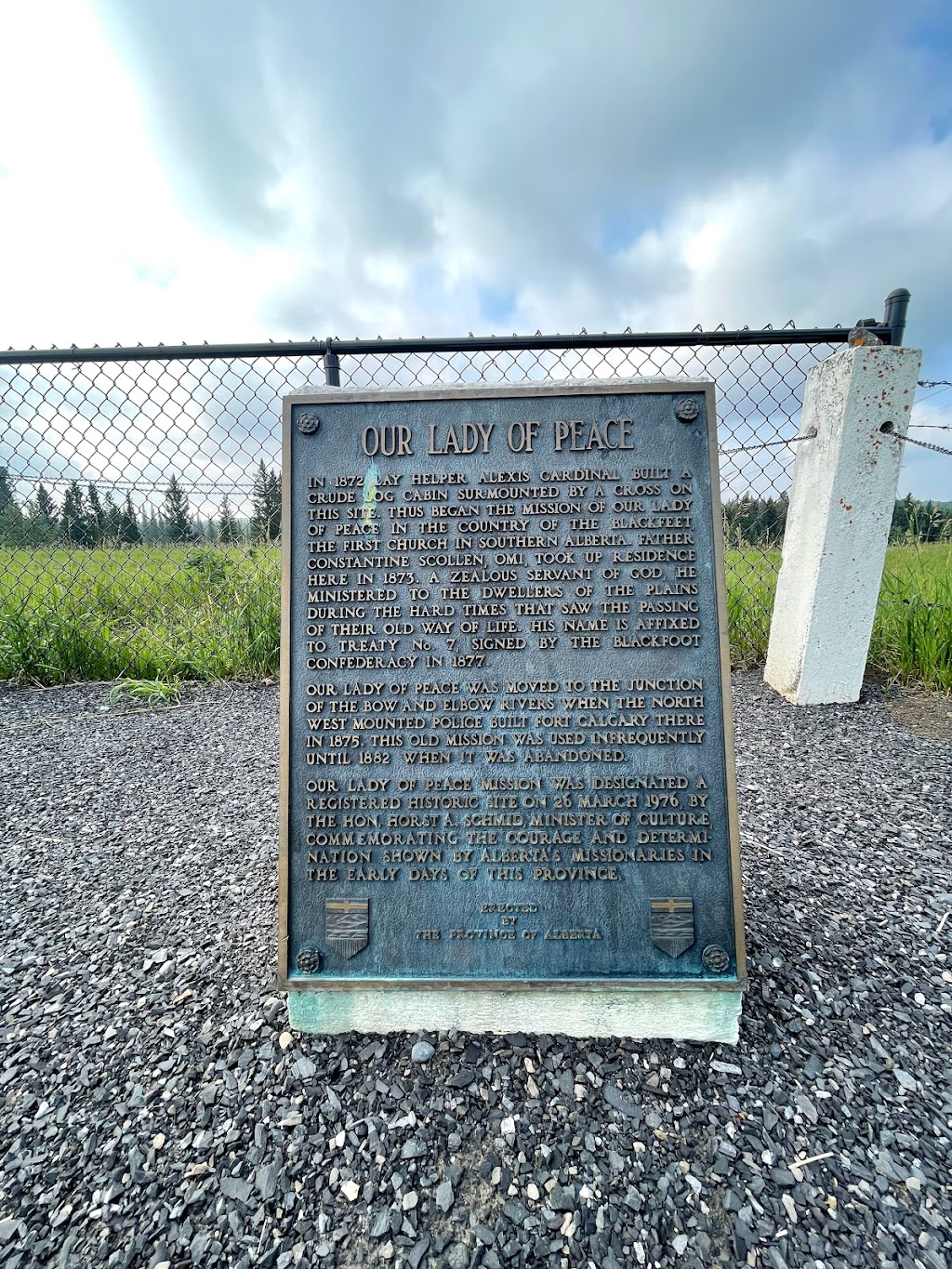 Our Lady of Peace Mission Cairn | Highway 22, Township Rd 242, Bragg Creek, AB T2S 2T2, Canada | Phone: (403) 218-5500