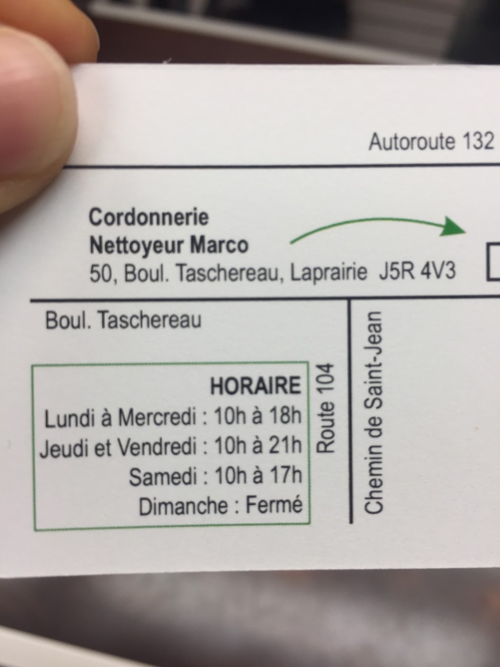 Cordonnerie Nettoyeur Marco | 50 Bd Taschereau, La Prairie, QC J5R 4V3, Canada | Phone: (450) 659-6446