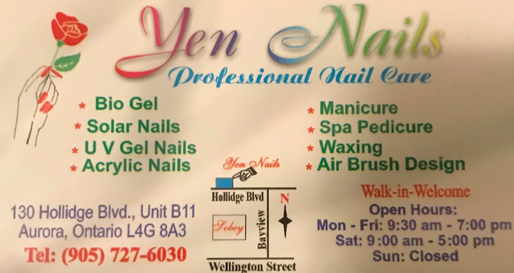 Yen Nails - Waxing & Nail Salon Near Aurora ON | 130 Hollidge Blvd, Aurora, ON L4G 8A3, Canada | Phone: (905) 727-6030