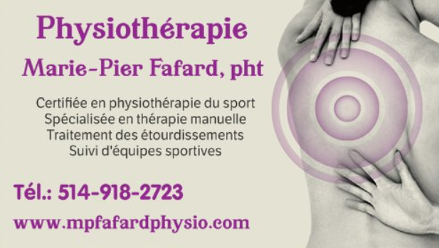 Physiothérapie Marie-Pier Fafard | 1490, Rue Aimé-Constantin, Repentigny, QC J5Y 0K5, Canada | Phone: (450) 582-6687