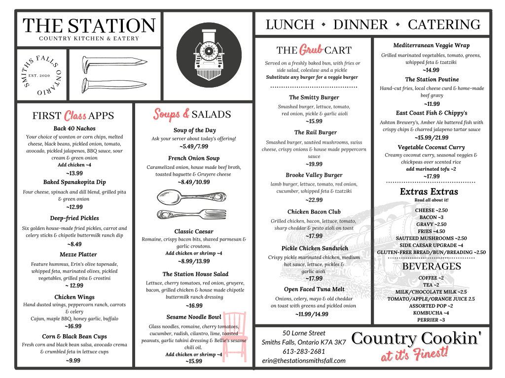 The Station ~Country Kitchen & Eatery~ | 50 Lorne St Unit 1, Smiths Falls, ON K7A 3K7, Canada | Phone: (613) 283-2681