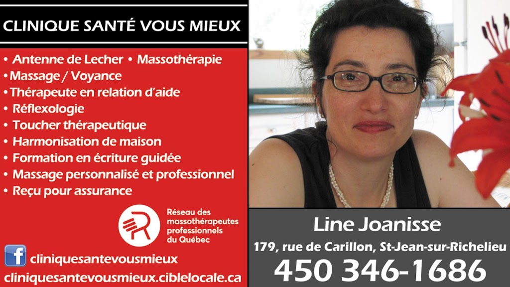 Clinique Santé Vous Mieux - Massothérapie & Réflexologie | 179 Rue de Carillon local 3, Saint-Jean-sur-Richelieu, QC J3B 4B5, Canada | Phone: (450) 346-1686