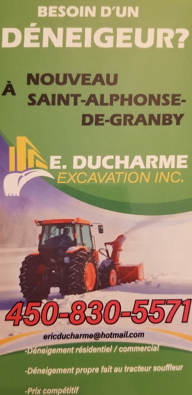 E.Ducharme Excavation Inc. | 100 Rue Bussière, Saint-Alphonse-de-Granby, QC J0E 2A0, Canada | Phone: (450) 830-5571