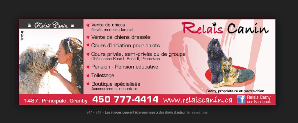 Relais Canin | 1487 Rue Principale, Granby, QC J2G 0M5, Canada | Phone: (450) 777-4414