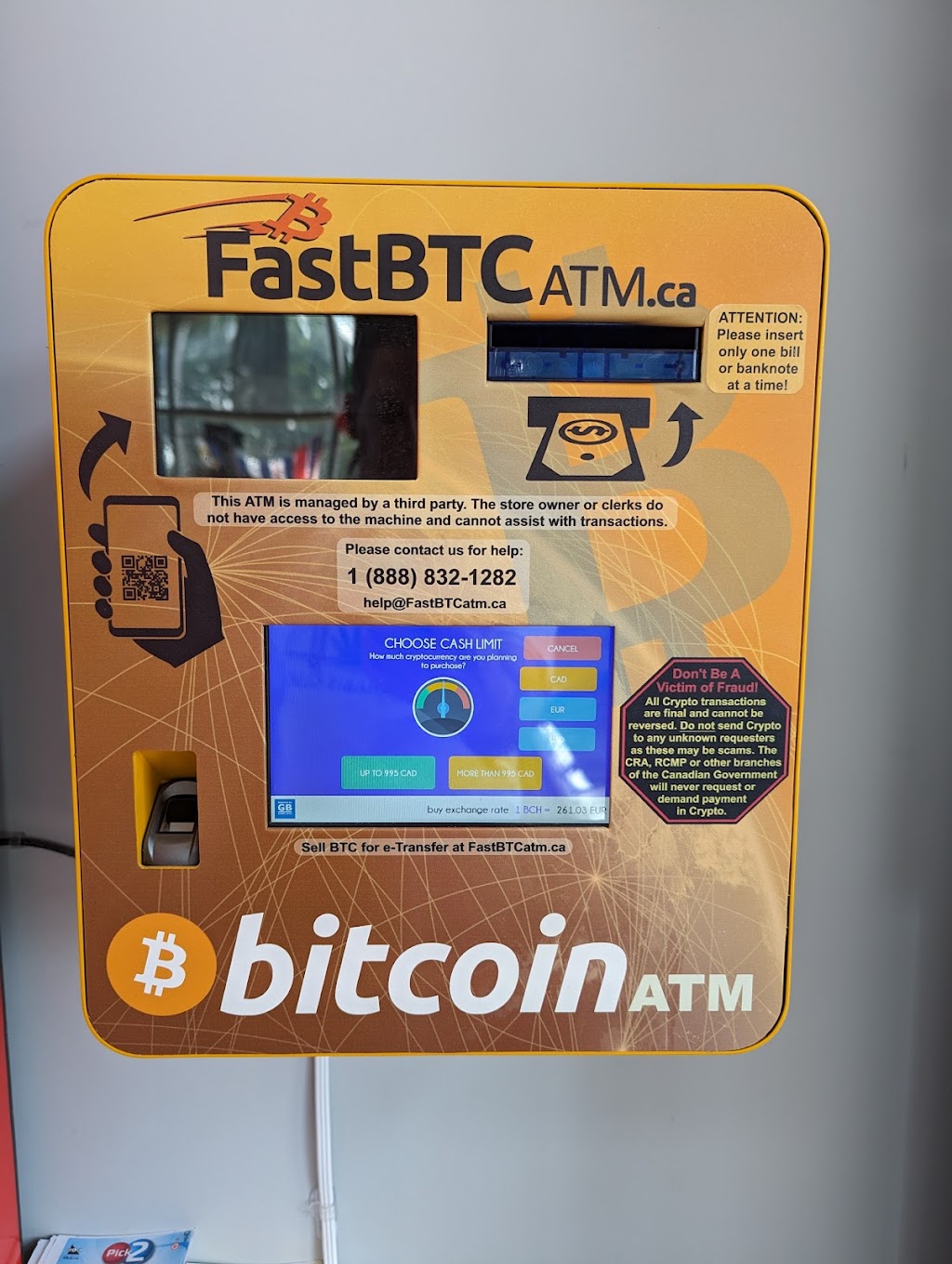 FastBTC Bitcoin ATM - Hi-Ya Mini Mart | 332 Wharncliffe Rd N, London, ON N6G 1E1, Canada | Phone: (888) 832-1282