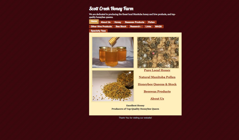 Scott Creek Honey Farm | 16025 Rd 58 N, Elie, MB R0H 0H0, Canada | Phone: (204) 981-6562