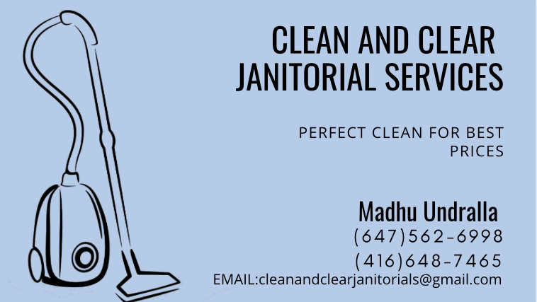 Clean and Clear Janitorial Services | 58 Festoon Pl, Brampton, ON L6T 4R4, Canada | Phone: (647) 562-6998