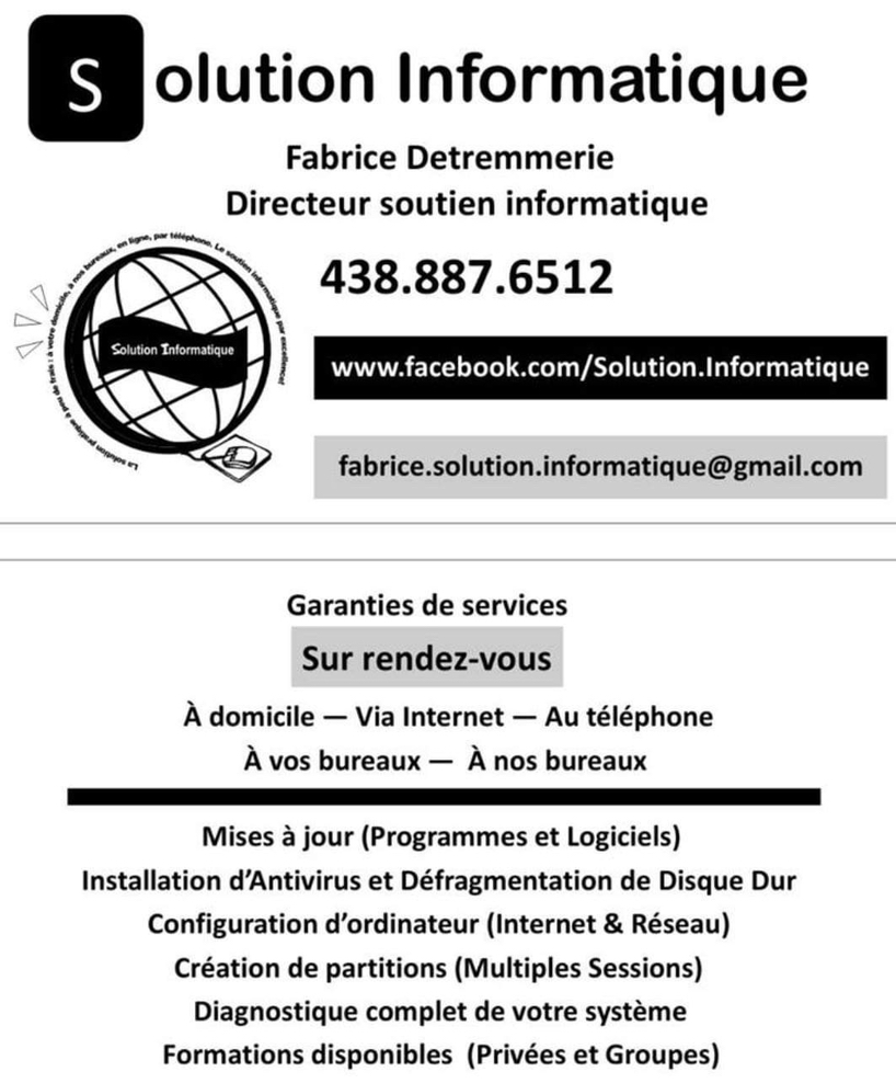 Solution Informatique | 99 Rue St Laurent O, Maskinongé, QC J0K 1N0, Canada | Phone: (438) 887-6512