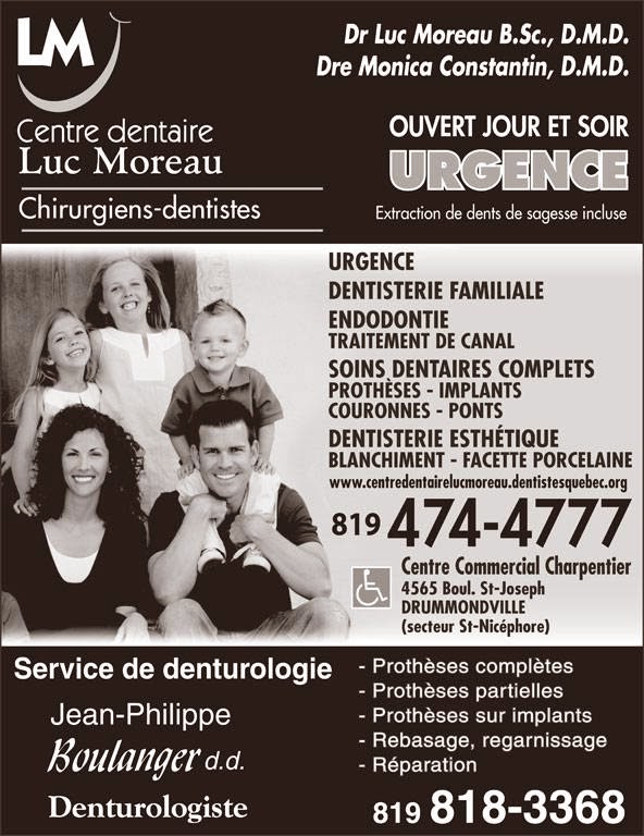 Centre Dentaire Luc Moreau | 4565 Boulevard Saint-Joseph, Saint-Nicéphore, QC J2A 1B4, Canada | Phone: (819) 474-4777