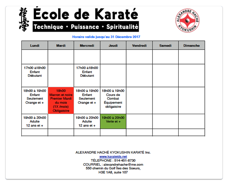 Alexandre Haché Kyokushin Karate Inc. | 550 Chemin du Golf #107, Verdun, QC H3E 1A8, Canada | Phone: (514) 451-8730