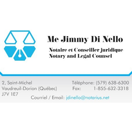 Me Jimmy Di Nello | 2 Rue Saint-Michel, Vaudreuil-Dorion, QC J7V 1E7, Canada | Phone: (579) 638-6300