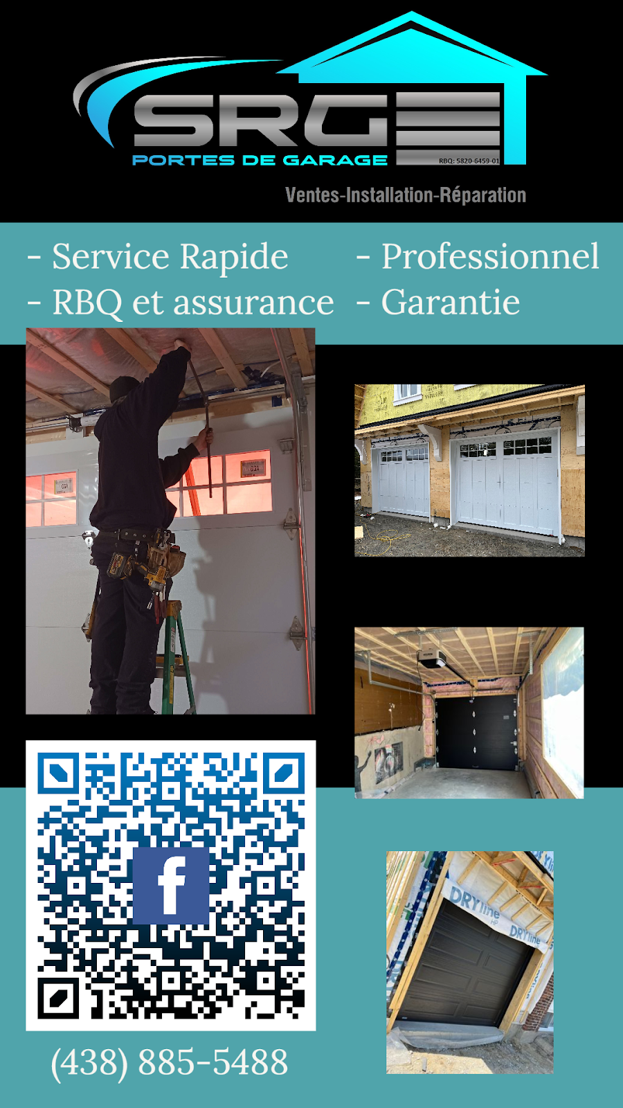 SRG Portes De Garage | 112A Rue de la Renaissance, Sainte-Sophie, QC J5J 0J8, Canada | Phone: (438) 885-5488