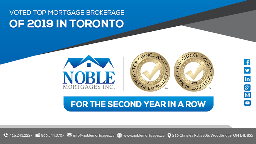 Noble Mortgages | 216 Chrislea Rd Unit 101, Woodbridge, ON L4L 8S5, Canada | Phone: (416) 241-2227