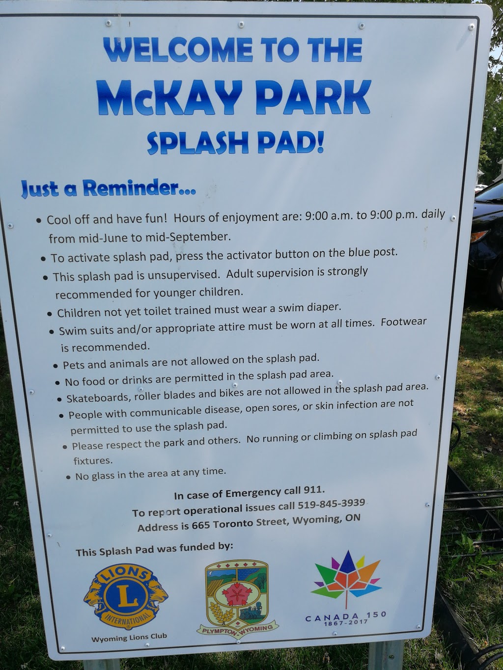 McKay park: Wyoming pool, Splashpad & Recreation | 1T0, 497-519 Ontario St, Wyoming, ON N0N 1T0, Canada