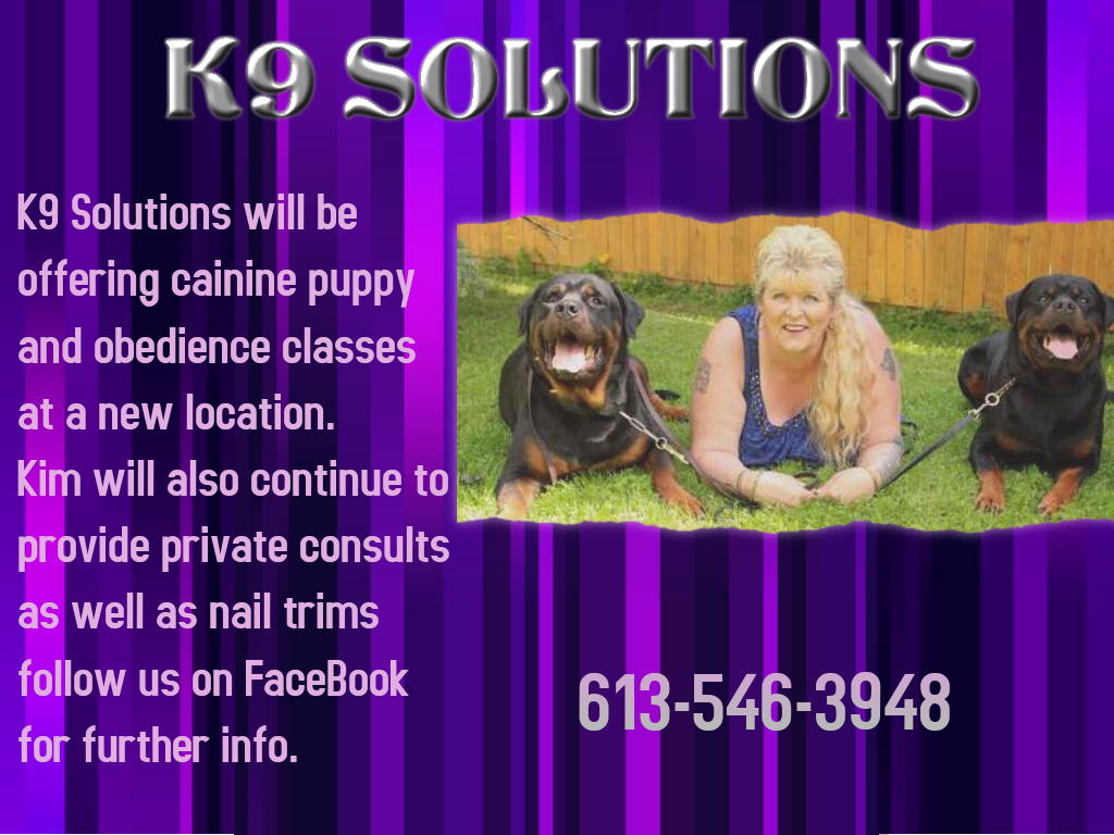 K-9 Solutions Mobile Pet Services | 2254 Sydenham Rd, Elginburg, ON K0H 1M0, Canada | Phone: (613) 546-3948