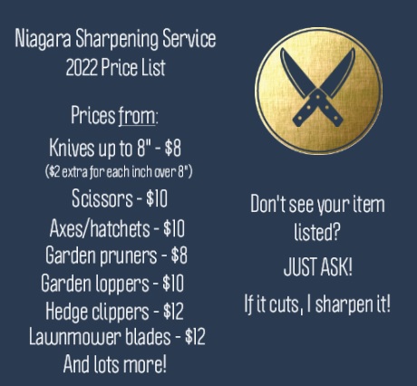 Niagara Sharpening Service | 38 Lakebreeze Crescent, St. Catharines, ON L2M 7C5, Canada | Phone: (905) 935-7183