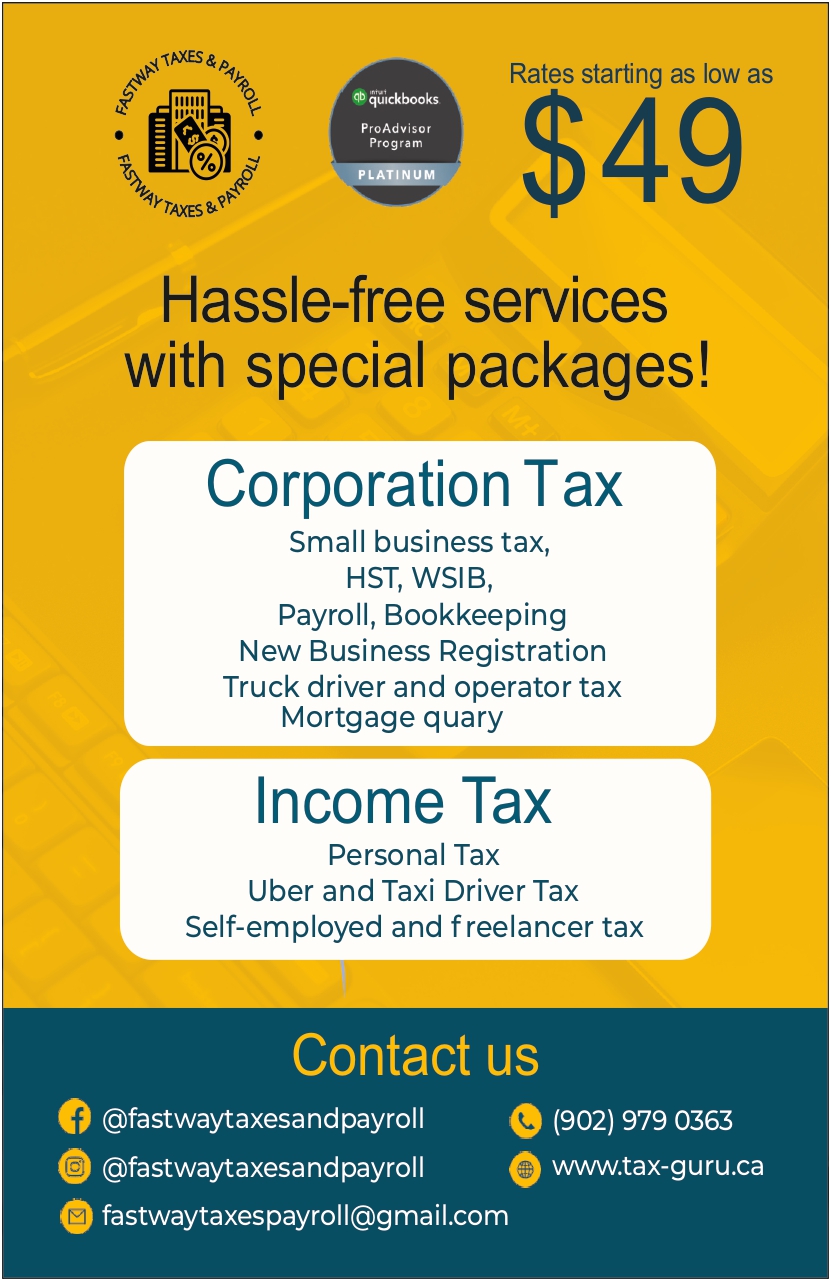 Fastway Taxes & Payroll | 61 Woodstream Ave, Brampton, ON L6R 1N7, Canada | Phone: (902) 979-0363