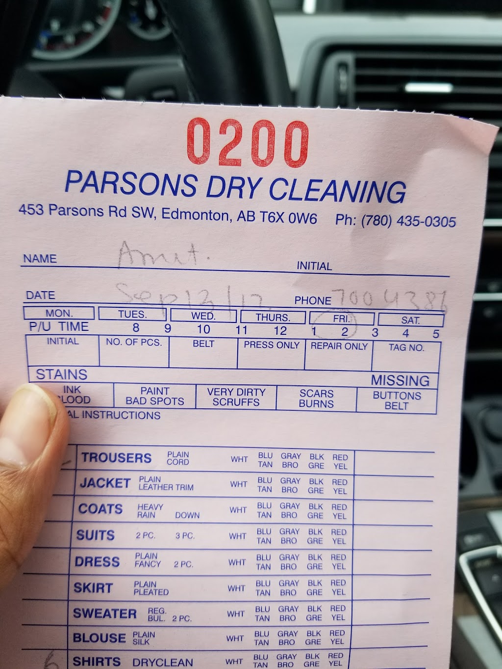 Parsons Dry Cleaning | 453 Parsons Rd SW, Edmonton, AB T6X 0W6, Canada | Phone: (780) 435-0305
