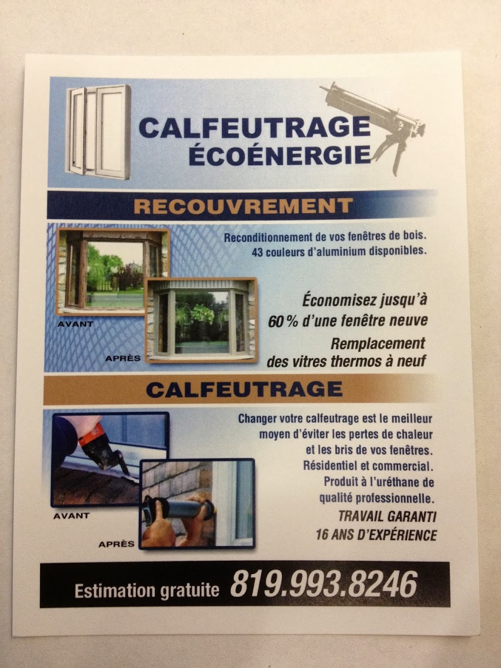 Calfeutrage Écoénergie | 2734 Rue Hertel, Sherbrooke, QC J1J 2J3, Canada | Phone: (819) 993-8246