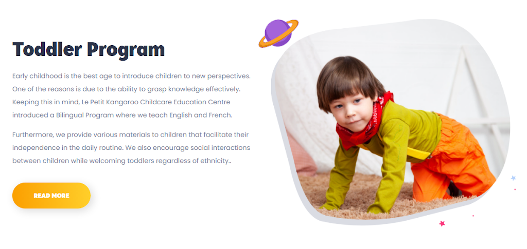 Le Petit Kangaroo Child Care Education Centre | 68 Bramalea Rd, Brampton, ON L6T 0H2, Canada | Phone: (905) 216-2024