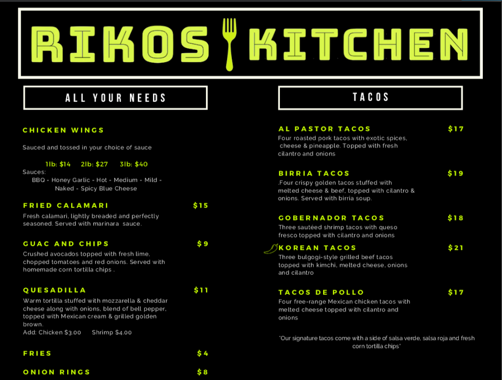 Rikos Kitchen | 1603 The Queensway, Etobicoke, ON M8Z 1T8, Canada | Phone: (416) 251-1216